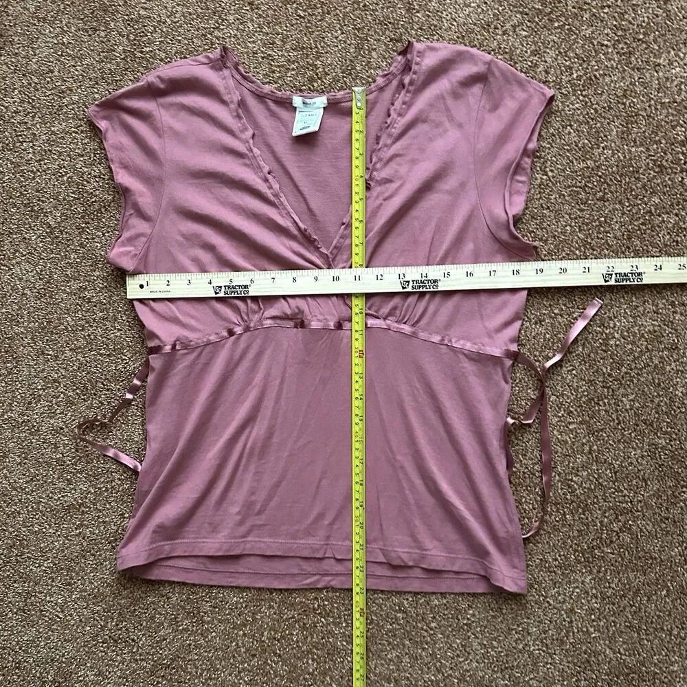VTG Old Navy Top Women XL  Babydoll Empire Waist Cap Sleeve Pullover Pink Y2K - Picture 5 of 5